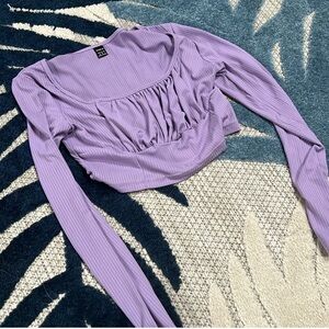 Lavender Long Sleeve Women's Crop Top